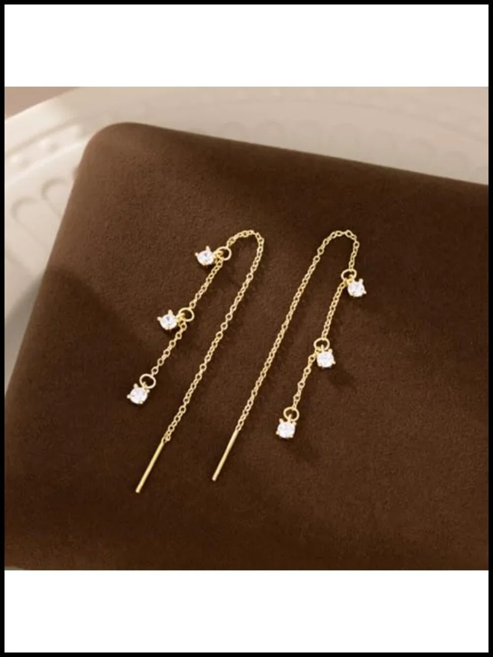 S925 Sterling Silver CZ Chain Dangle Earrings for Women Teens